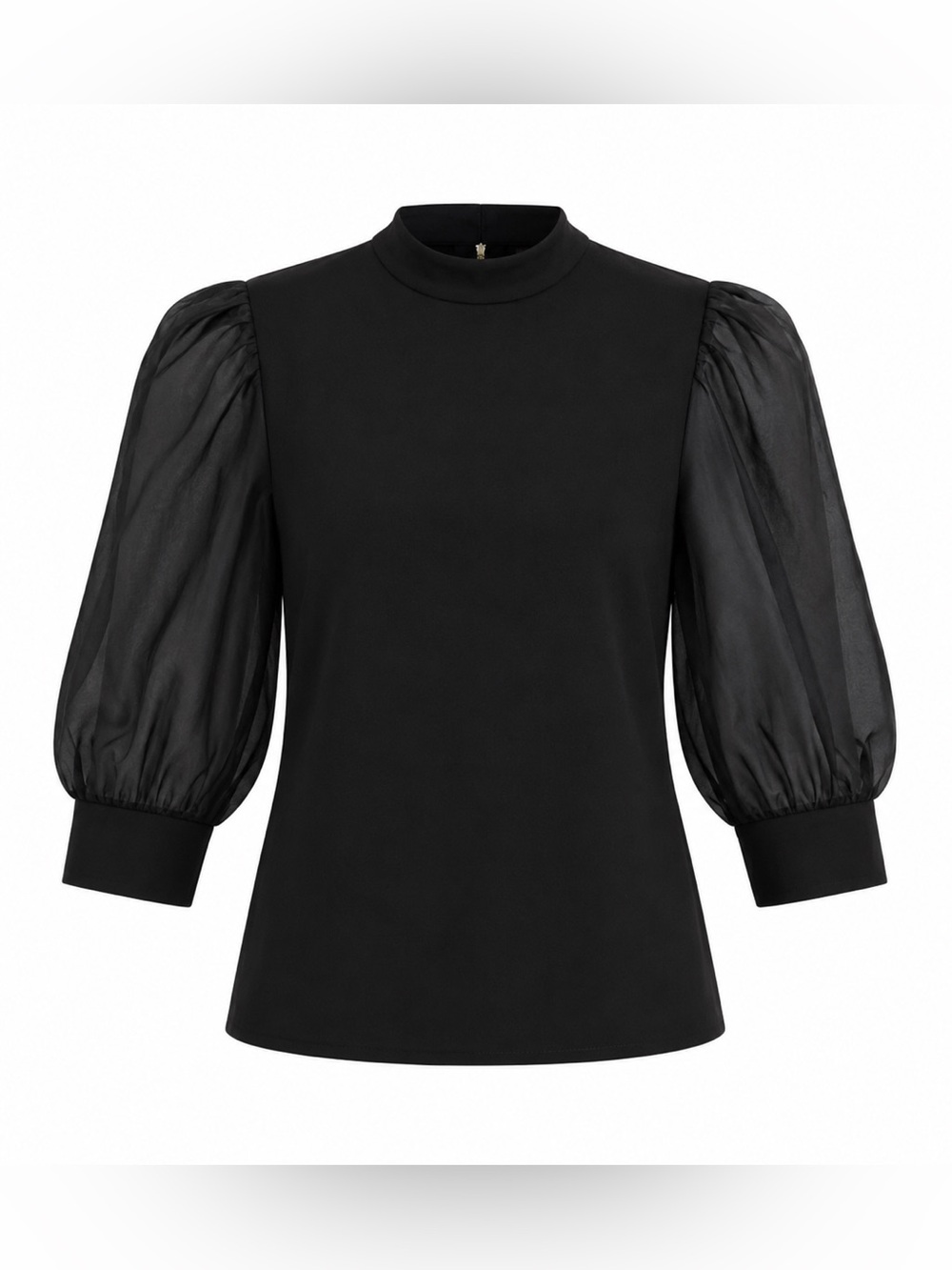 Ted Baker Micaeli Black Organza Volume Puff Sleeve Top Size 4